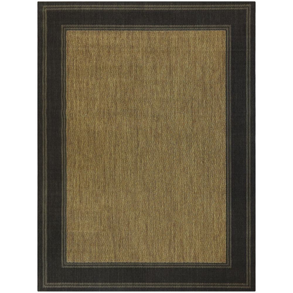 Black/Brown 8 x 10 Border Indoor/Outdoor Area Rug
