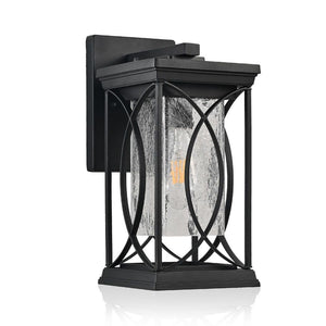 14 in. 1 - Light Black Hardwired Outdoor Wall Light Lantern Sconce with No Bulb Included - Stu's Home Improvement Outlet