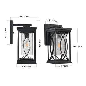 14 in. 1 - Light Black Hardwired Outdoor Wall Light Lantern Sconce with No Bulb Included - Stu's Home Improvement Outlet