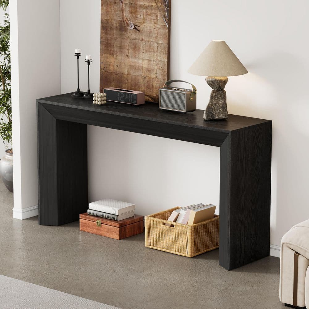 Modern Black Rectangle Wood Mantle