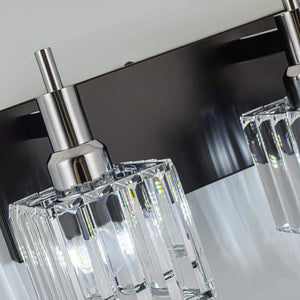 Orillia 19.7 in. 3 - Light Modern Black Chrome Bathroom Vanity Light with Crystal Shades - Stu's Home Improvement Outlet