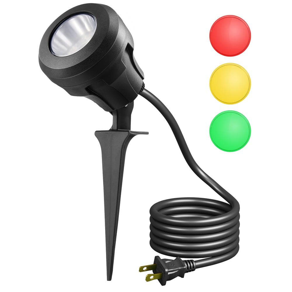 120v 400lm Black Plug in LED Christmas Halloween Outdoor Waterproof Landscape Flood Light with 3 Extra Lenses - Stu's Home Improvement Outlet