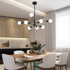 Vintage 8 - Light Black Linear Sputnik Chandelier for Living Room, Mid Century Ceiling Lights without Glass Shade and Bulb - Stu's Home Improvement Outlet