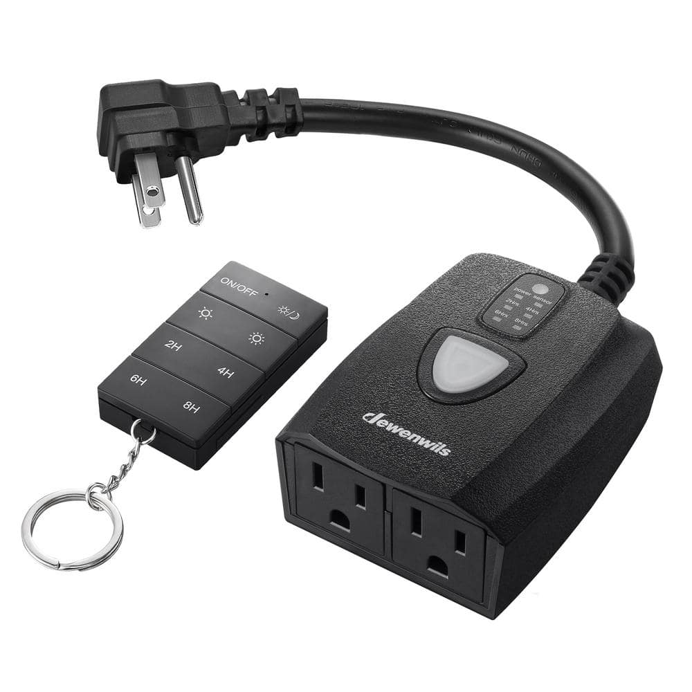 Dusk to Dawn Outdoor Dimmer for String Light with Remote Dimmer Switch, 100 ft. Range, Black