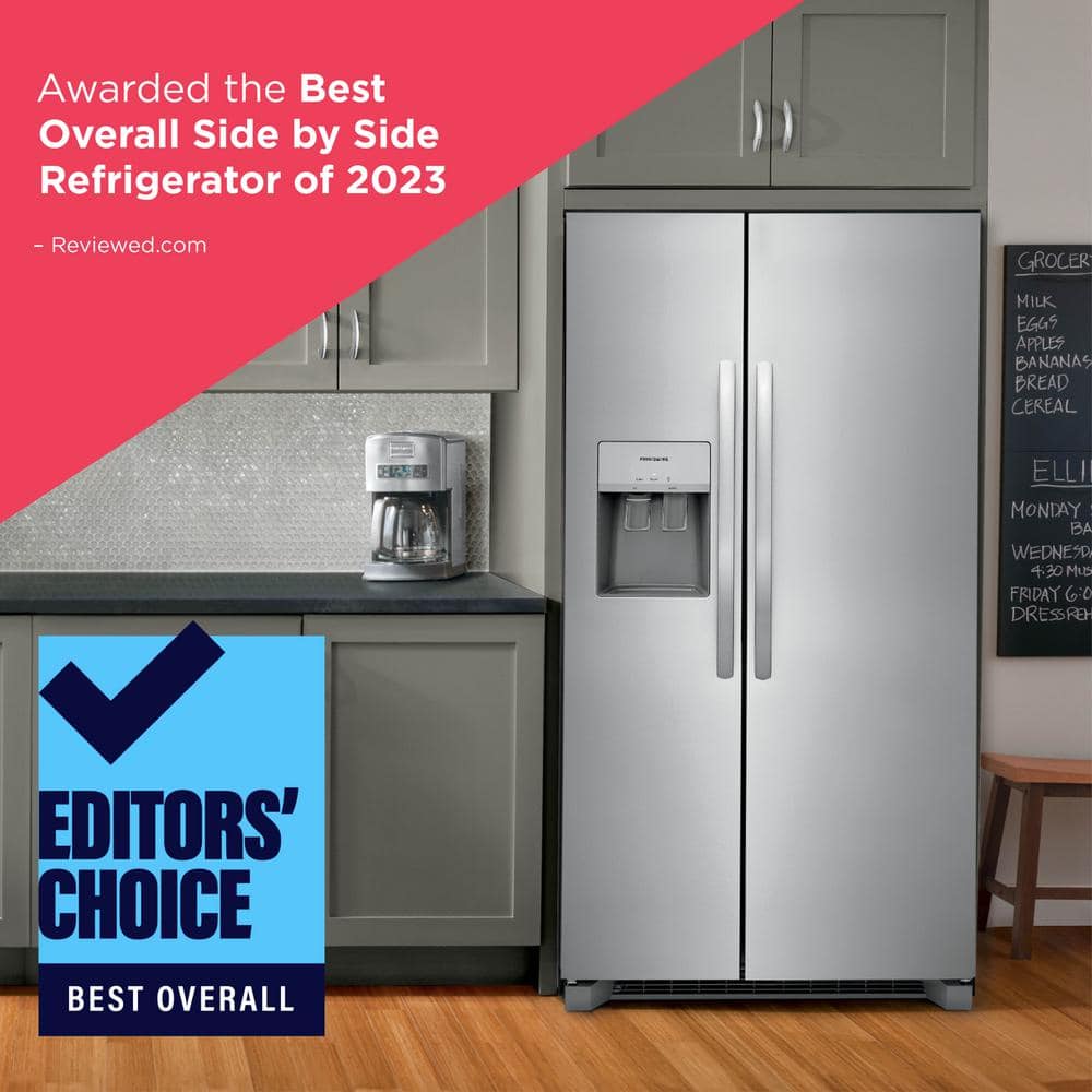 Frigidaire 36 in. 25.6 cu. ft. Side by Side Refrigerator in Black, Standard Depth (FRSS2623ABF)