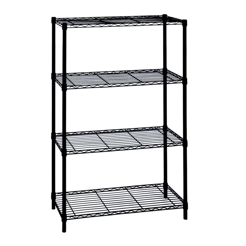 Black 4-Tier Metal Wire Shelving Unit (36 in. W x 54 in. H x 14 in. D)