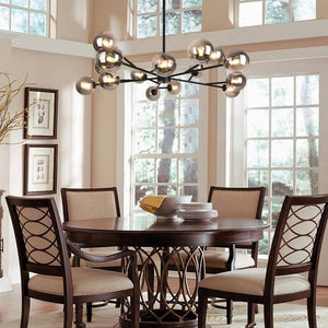 CEDER 15 - Light 50.4 in. W Black Chandelier with Smoked Glass Sputnik Branch Chandelier for Kitchen - Stu's Home Improvement Outlet