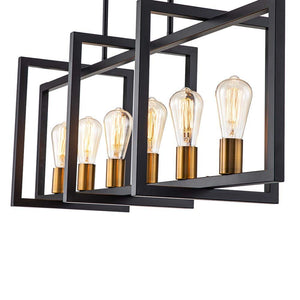LIBERTAB 6 - Light Black Kitchen Island Pendant Light Farmhouse Linear Rectangle Chandelier - Stu's Home Improvement Outlet