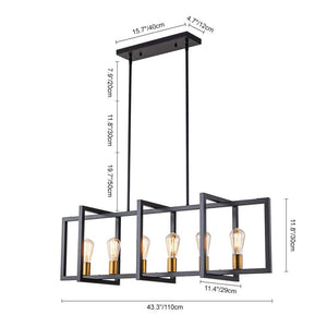 LIBERTAB 6 - Light Black Kitchen Island Pendant Light Farmhouse Linear Rectangle Chandelier - Stu's Home Improvement Outlet