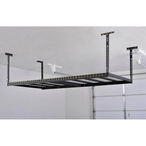 97.5 in. W x 43.75 in. H x 48 in. D Adjustable Height Metal Heavy - Duty Overhead Garage Storage Rack in Black - Stu's Home Improvement Outlet