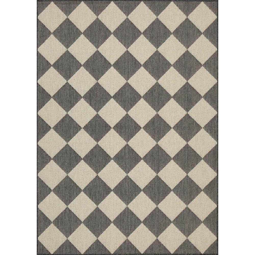 Hampton Bay Black/Ivory Diamond 5 ft. x 7 ft. Indoor/Outdoor Area Rug