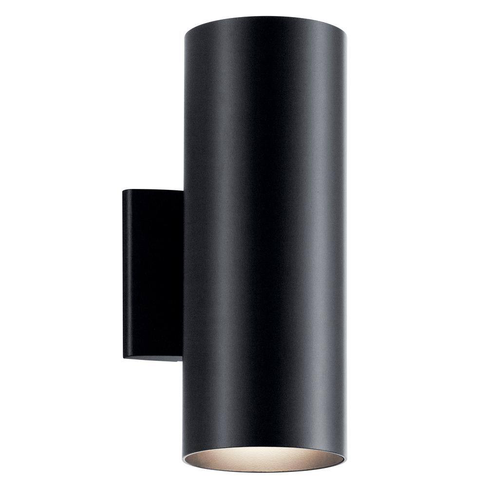 Independence 12 in. 2-Light Black Outdoor Light Wall Cylinder (1-Pack)