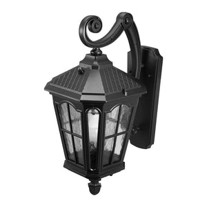 Bentham 19.4 in. 1 - Light Black LED Outdoor Wall Light Coach Sconce with Hammered Glass Dusk to Dawn (Bulb Included) - Stu's Home Improvement Outlet