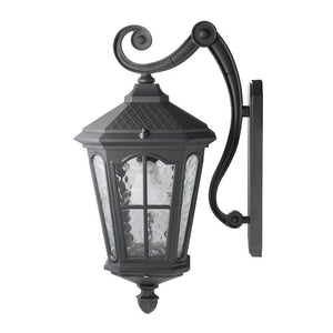 Bentham 19.4 in. 1 - Light Black LED Outdoor Wall Light Coach Sconce with Hammered Glass Dusk to Dawn (Bulb Included) - Stu's Home Improvement Outlet