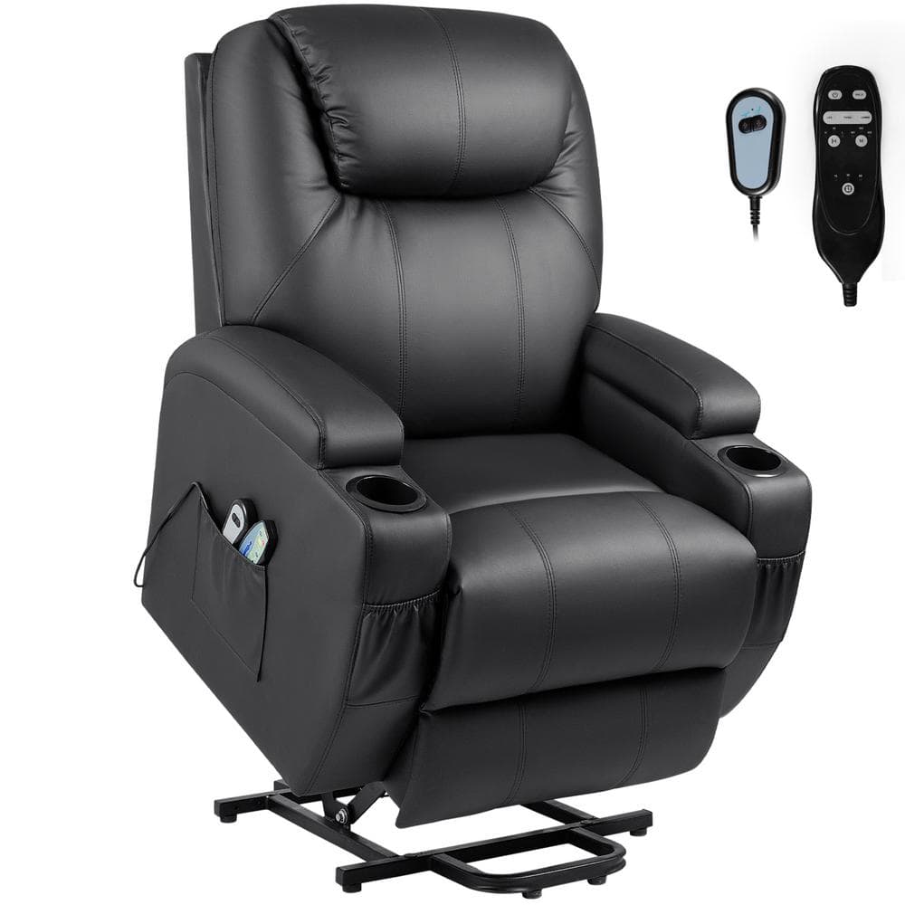Black Leather Standard Recliner with Power Lift - Stu's Home Improvement Outlet