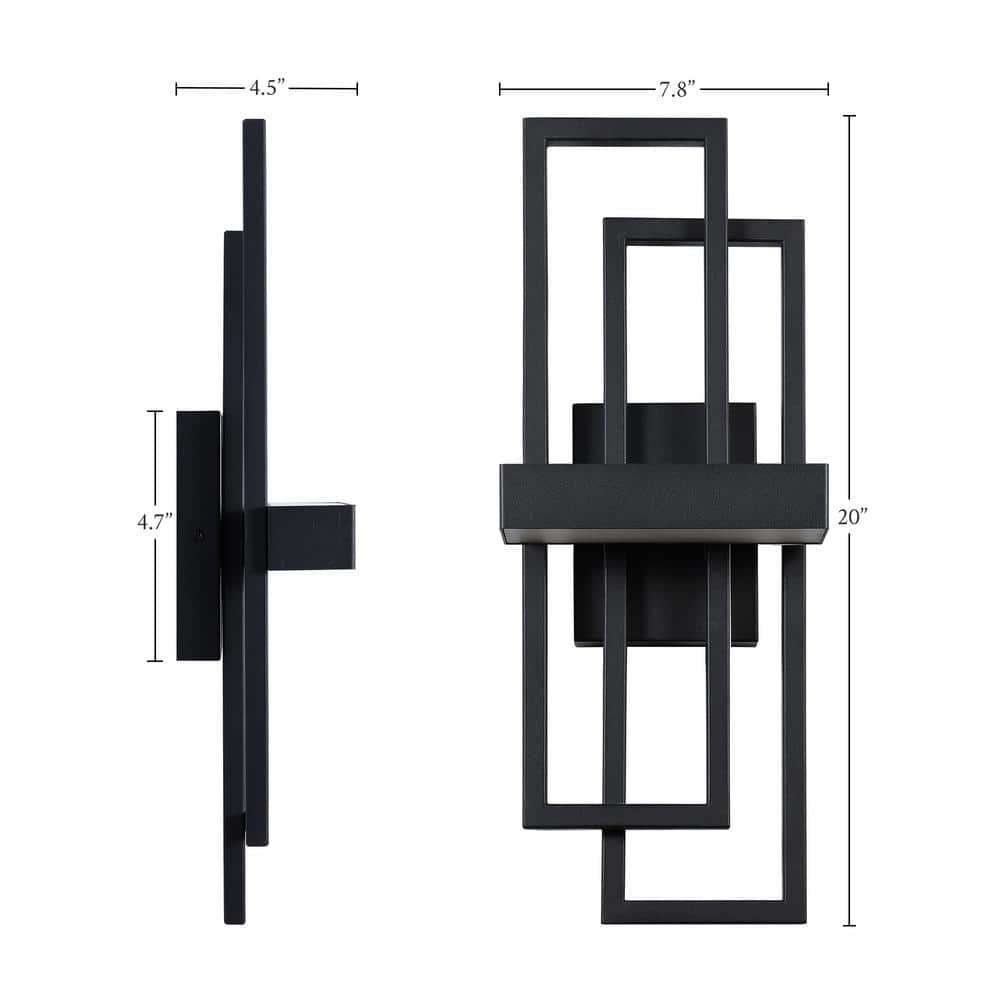 1-Light Matte Black LED Wall Sconce with Geometric Metal Frame