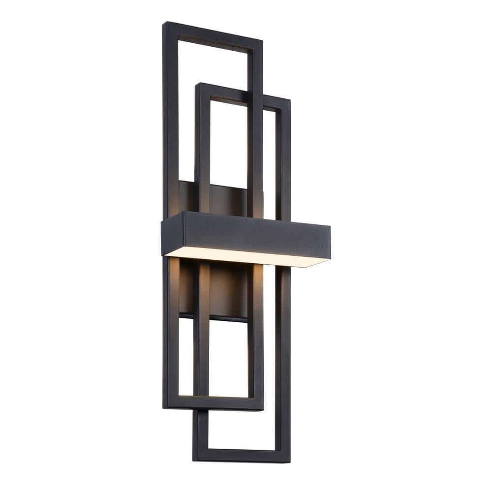 1-Light Matte Black LED Wall Sconce with Geometric Metal Frame