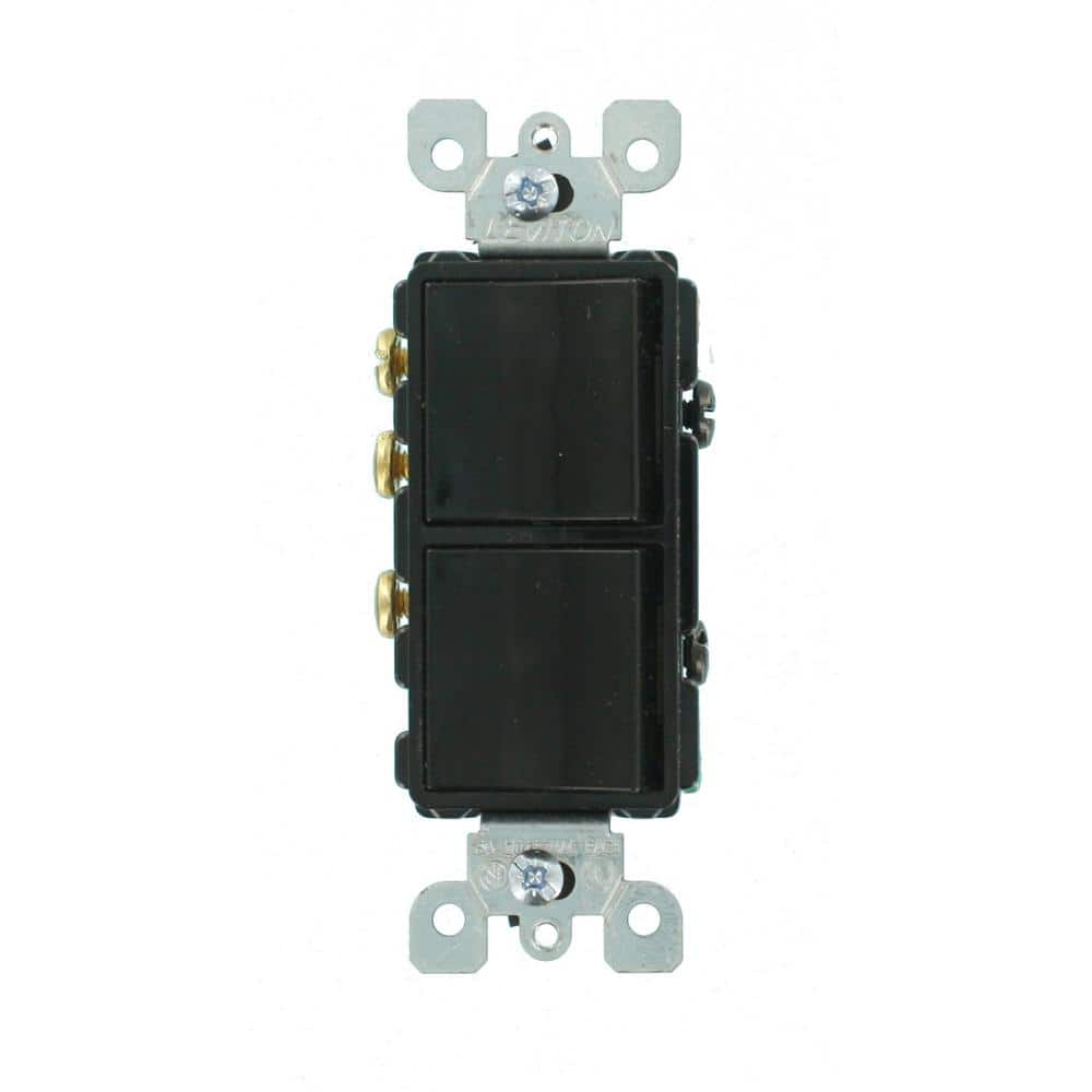 Leviton 15 Amp Decora Commercial Grade Combination Single Pole Rocker Switch/3 - Way Rocker Switch, Black 5641 - E - Stu's Home Improvement Outlet