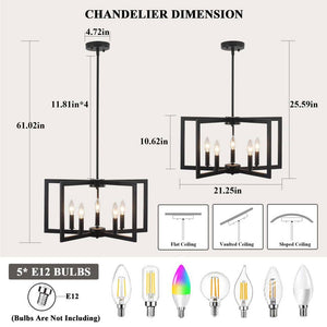 5 - Light Black Candlestick Chandelier Light Fixture for Dining Room or Kitchen - Stu's Home Improvement Outlet