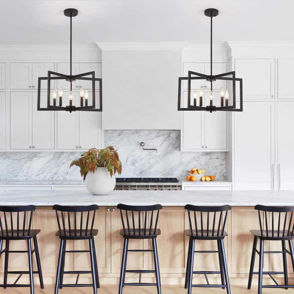 5-Light Black Candlestick Chandelier Light Fixture for Dining Room or Kitchen