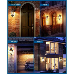 16.8 in. Black Motion Sensing Dusk to Dawn Outdoor Hardwired Wall Lantern Scone with No Bulbs Included, Set of 2 - Stu's Home Improvement Outlet