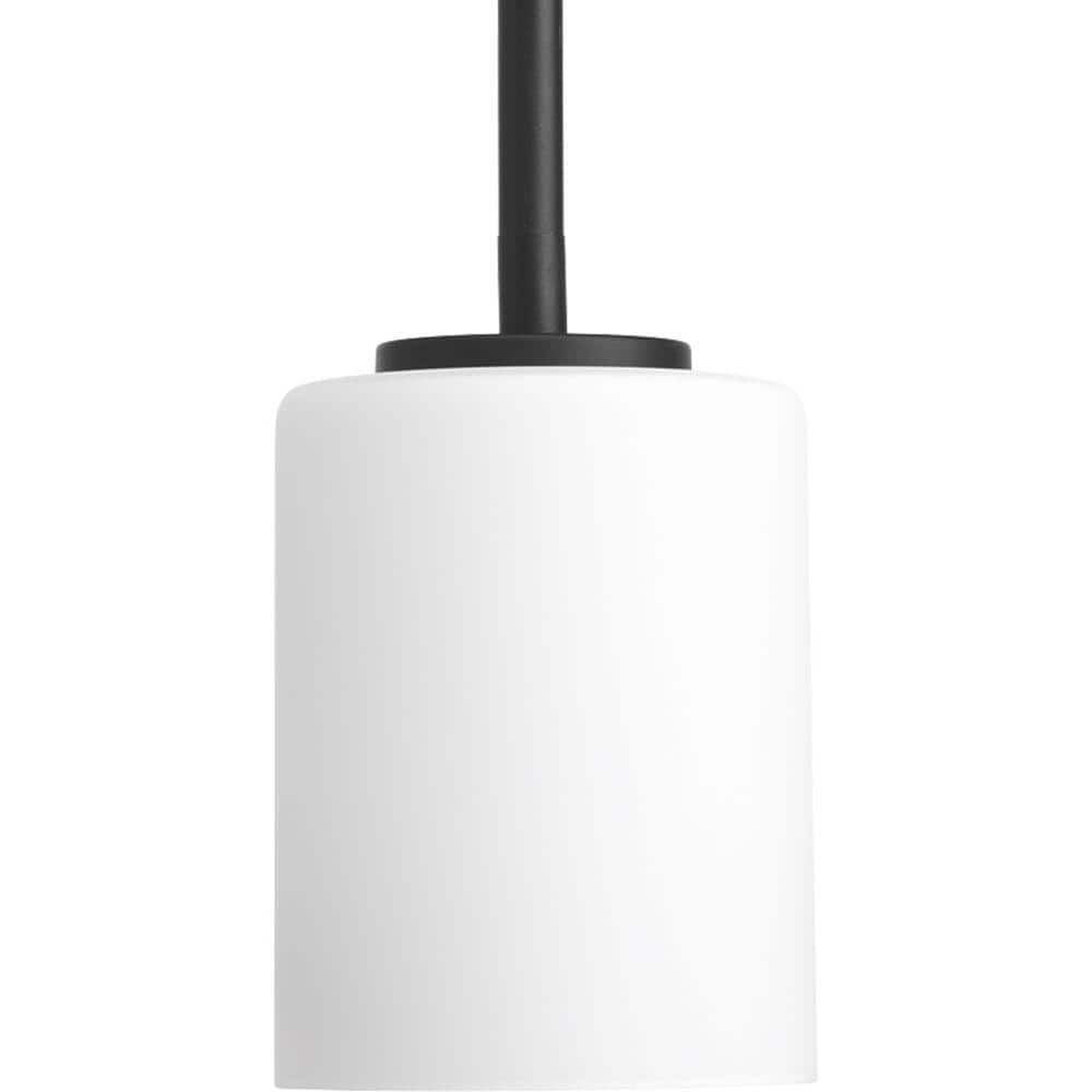 Replay 1-Light Black Mini Pendant with Etched White Glass