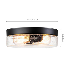 Murphy 2 - Light 11.2 in. Black Semi - Flush Mount Light with Seeded Glass Drum Shade - Stu's Home Improvement Outlet