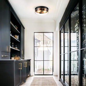 Murphy 2 - Light 11.2 in. Black Semi - Flush Mount Light with Seeded Glass Drum Shade - Stu's Home Improvement Outlet