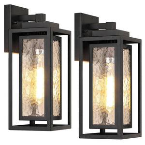 15.78'' Modern Black Water Ripple Outdoor Wall Lantern, 2 Pack Waterproof Wall Lights Fixture for Patio Outdoor Indoor - Stu's Home Improvement Outlet