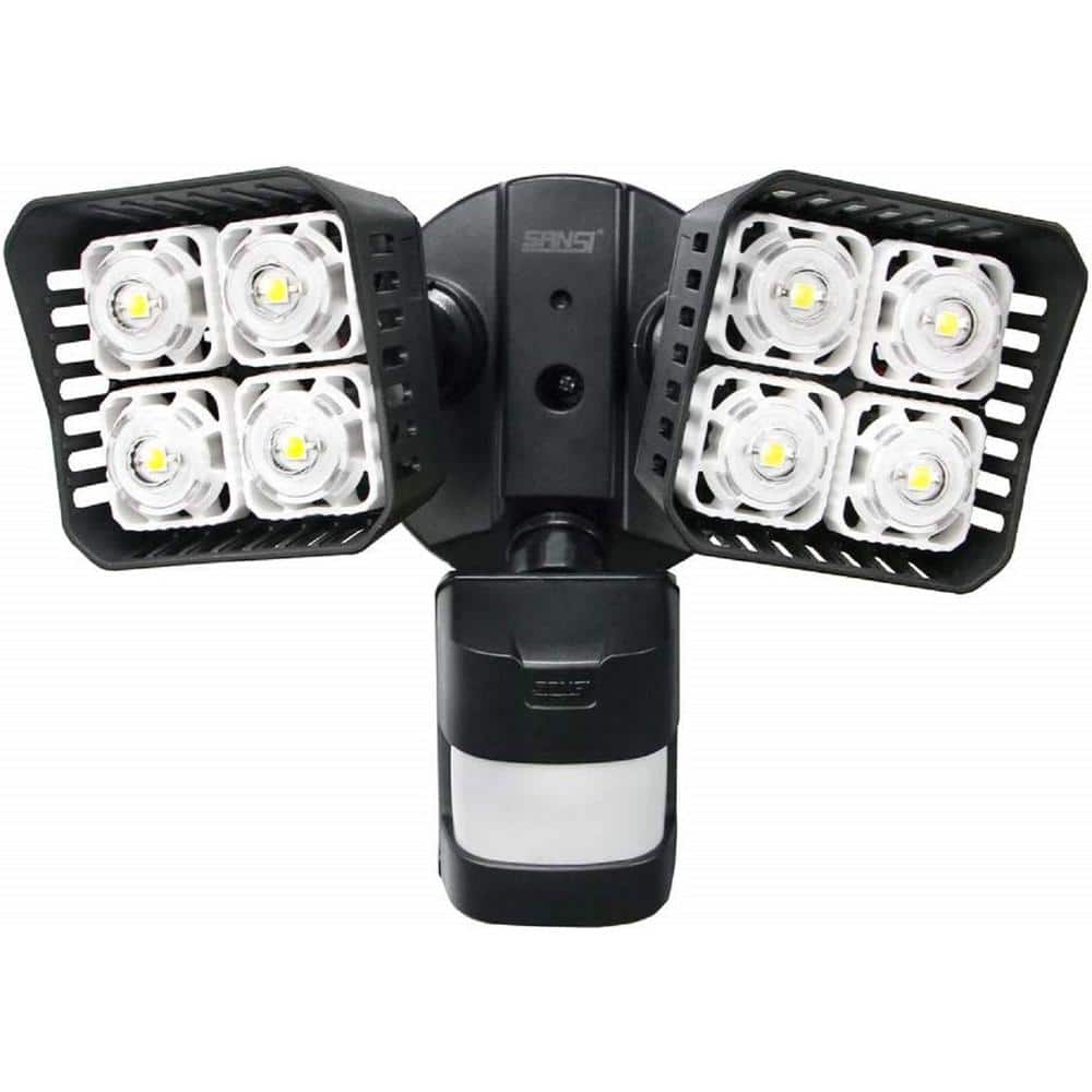 30-Watt 3400 Lumens 180-Degree Black Motion Activated Outdoor Integrated LED 5000K Waterproof Flood Light
