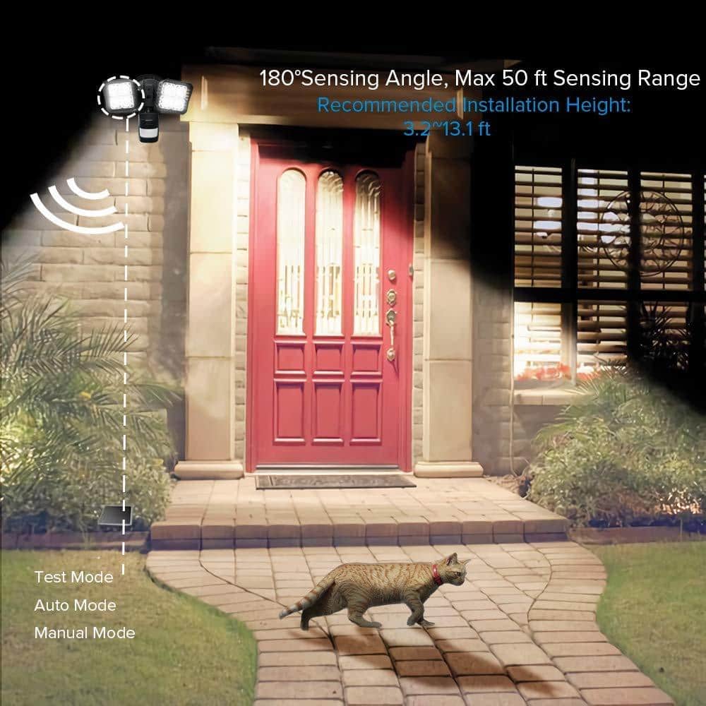 30-Watt 3400 Lumens 180-Degree Black Motion Activated Outdoor Integrated LED 5000K Waterproof Flood Light