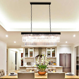 Modern 8 - Light Rectangle Black Crystal Chandelier for Dinning Room - Stu's Home Improvement Outlet