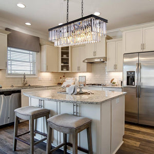Modern 8 - Light Rectangle Black Crystal Chandelier for Dinning Room - Stu's Home Improvement Outlet