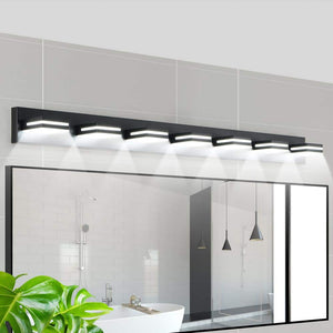 55 in. W 7 - Lights LED Vanity Light for Bathroom, Black Wall Sconce Over Vanity Mirror, Cool White 6000K - Stu's Home Improvement Outlet