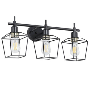 Farmhouse 23.22 in. 3 - Light Black Bathroom Vanity Light with Wire Cage - Stu's Home Improvement Outlet