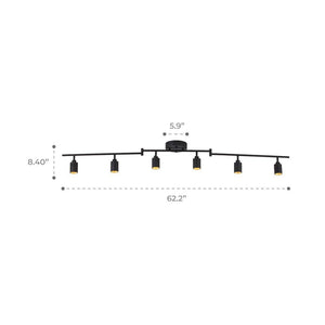 Shura 6 - Head Integrated LED Swivel Track Light, Directional Spot Lights, Dimmable - Black - Stu's Home Improvement Outlet