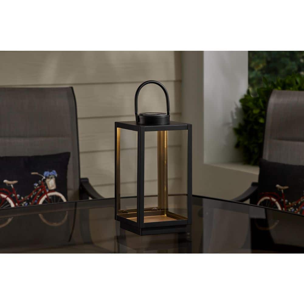 Hampton Bay 7.5 in. x 14 in. Metal Lantern with Solar Light