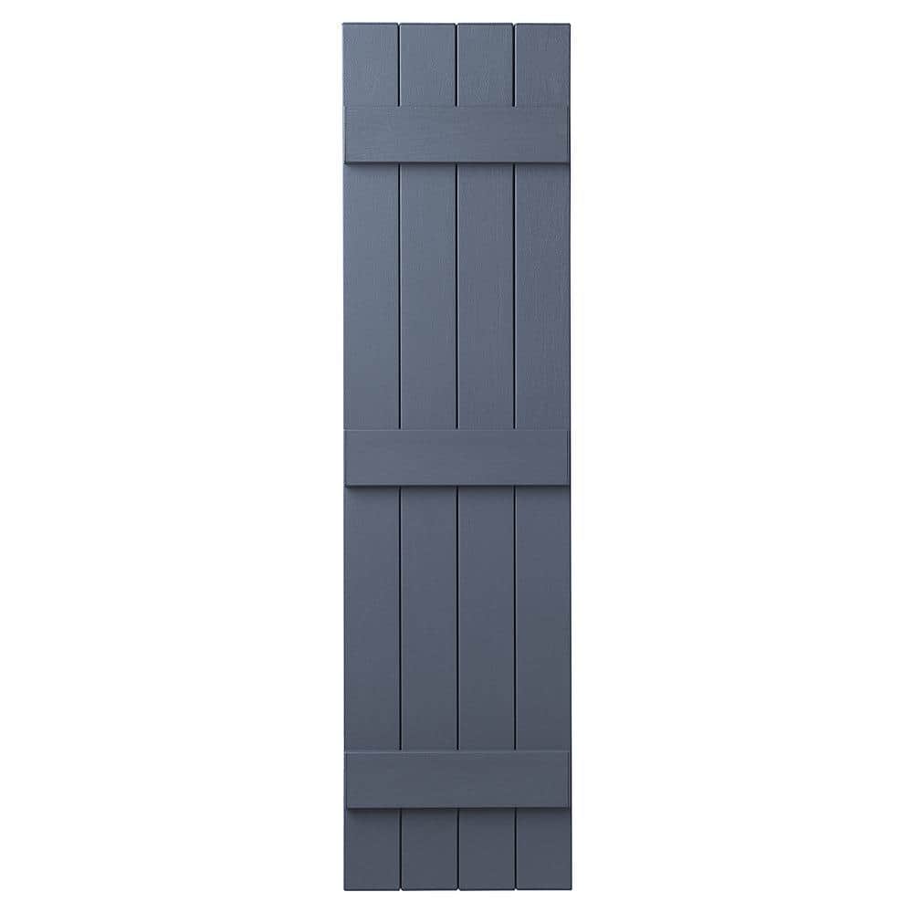 15 in. x 59 in. Polypropylene 4-Board Closed Board and Batten Shutters Pair in Blue