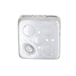 4 in. W x 1 - 1/2 in. D 2 - Gang Drawn Square Box with Ten 1/2 in. KO's and Six 3/4 in. KO's and Raised Ground, 1 - Pack - Stu's Home Improvement Outlet