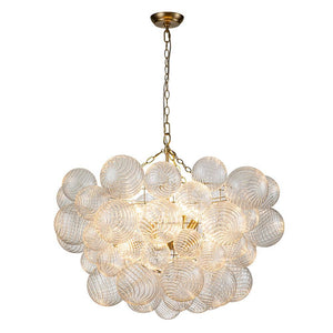 Neuvy 8 - Light 33 in. W Brass Chandelier with Swirled - Glass Orb Cluster Bubble Ribbed Glass Chandelier for Living Room - Stu's Home Improvement Outlet