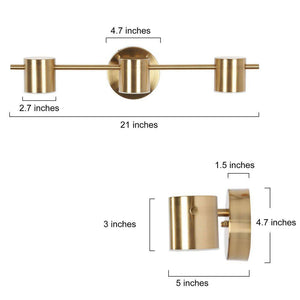 Macue 21 in. 3 - Light Brass Gold Integrated LED Bathroom Vanity Light, Farmhouse Wall Light Fixtures, Modern Wall Sconce - Stu's Home Improvement Outlet