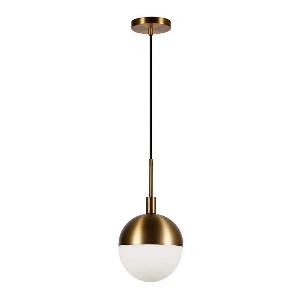 Orb 1-Light Small Globe Brass and Frosted Glass Pendant