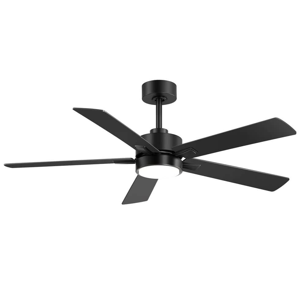 Charlie 52 in. Integrated LED Indoor All-Black Ceiling Fan with Light and Remote Control Included
