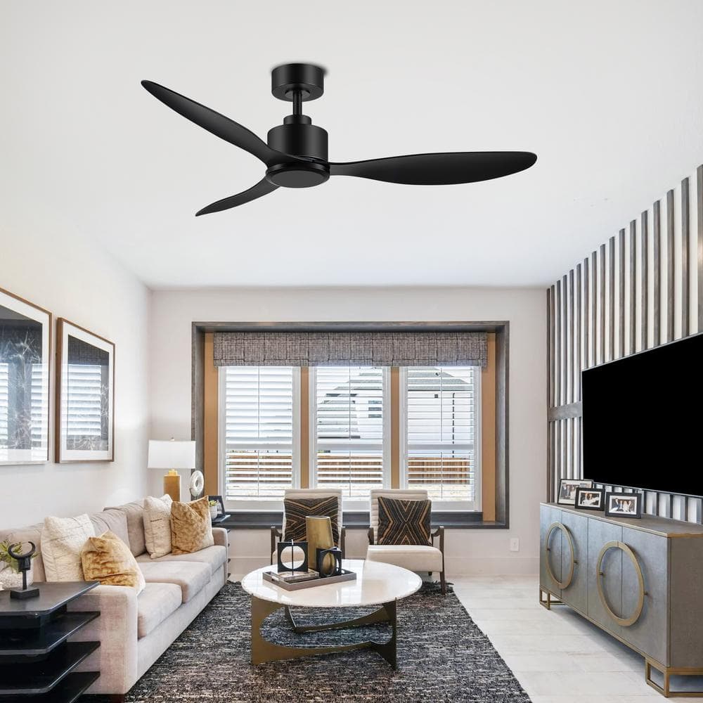 Sawyer 52 in. 6-Speed Indoor Black Ceiling Fan with DC Motor and Remote Control Included
