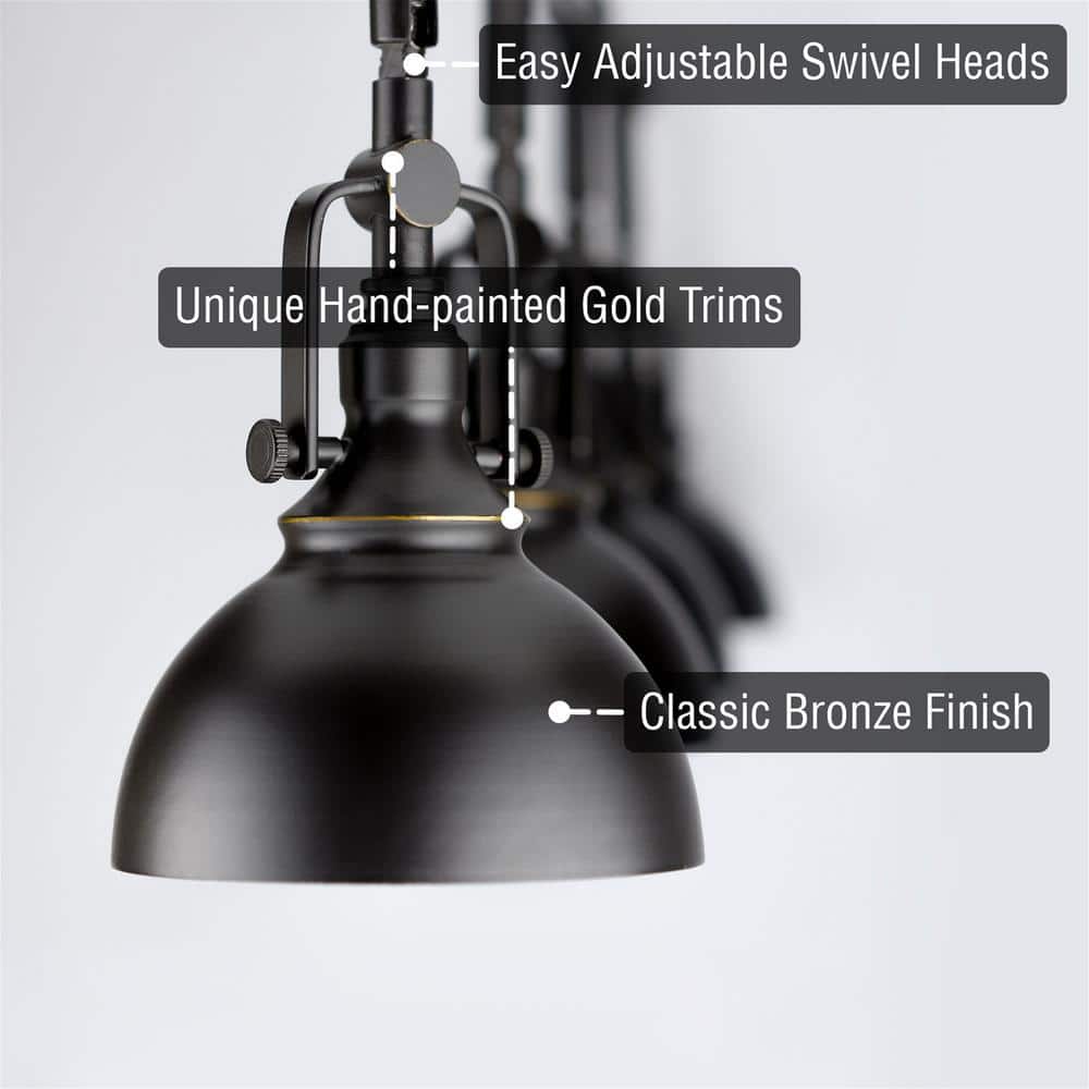 Broadway 50 - Watt 4 - Light Bronze Industrial Track Light with Oil Rubbed Bronze Shade, No Bulb Included - Stu's Home Improvement Outlet