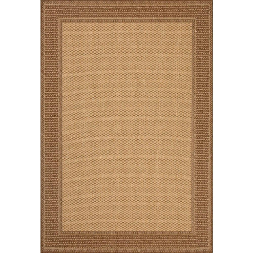Hampton Bay Brown/Beige Texture Border 6 ft. x 9 ft. Indoor/Outdoor Area Rug