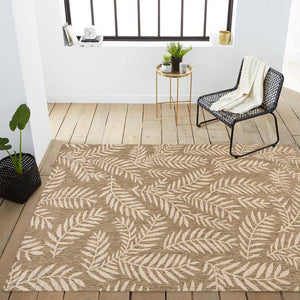 Nevis Palm Frond Brown/Beige 9 ft. x 12 ft. Indoor/Outdoor Area Rug - Stu's Home Improvement Outlet