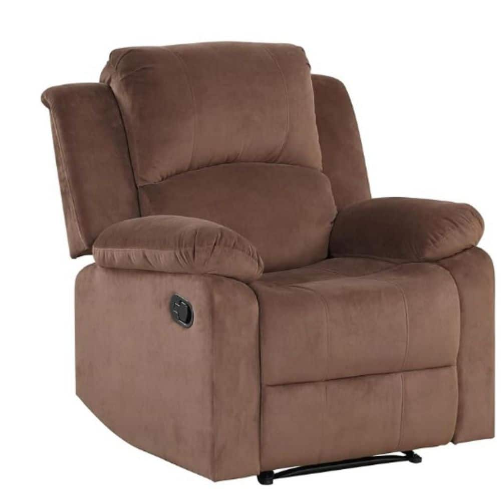 Chocolate Brown Microfiber Standard Manual Push Back Recliner with Armrests and Footrest - Stu's Home Improvement Outlet