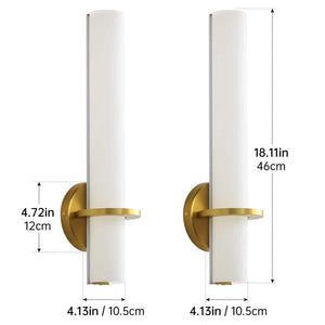 Modern LED Gold Wall Sconce with Frosted Cylindrical Acrylic Shade Dimmable Sconces Wall Lighting (Set of 2) - Stu's Home Improvement Outlet