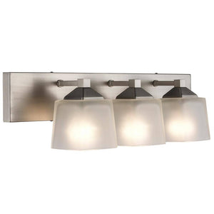 Edwards 24 in. 3 - Light Brushed Nickel Bathroom Vanity Light Fixture with Frosted Glass Shades - Stu's Home Improvement Outlet